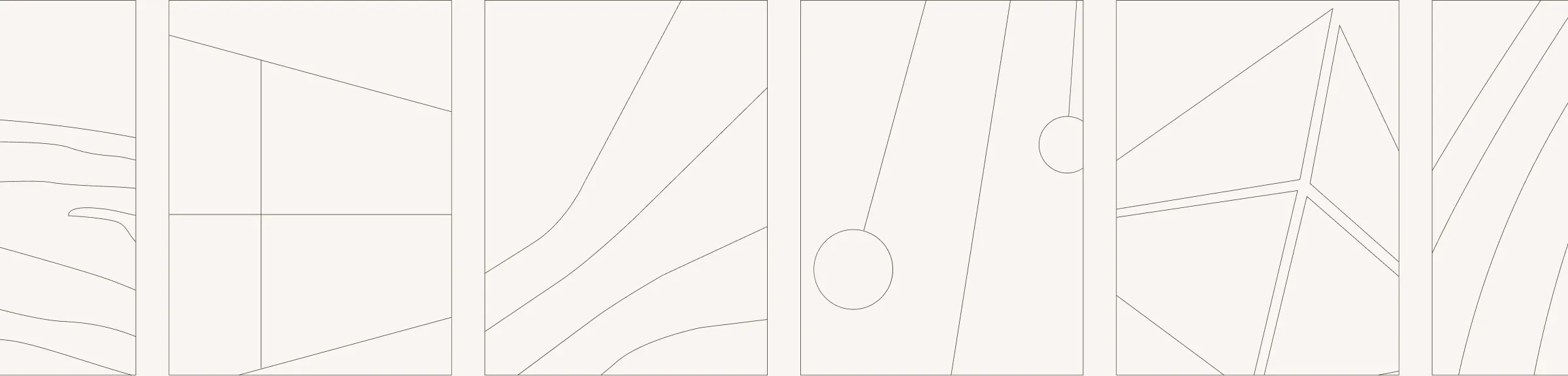 Six motifs linéaires inspirés de l’architecture du siège