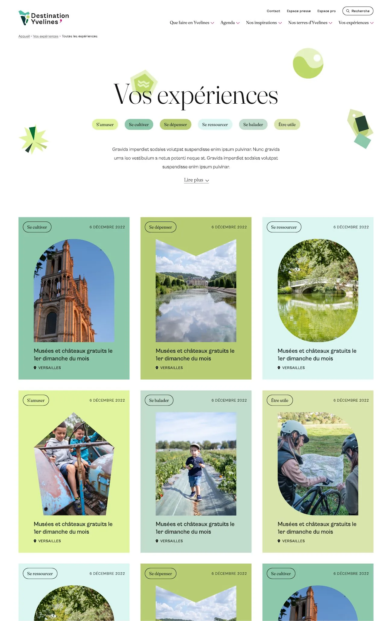 Page Vos expériences