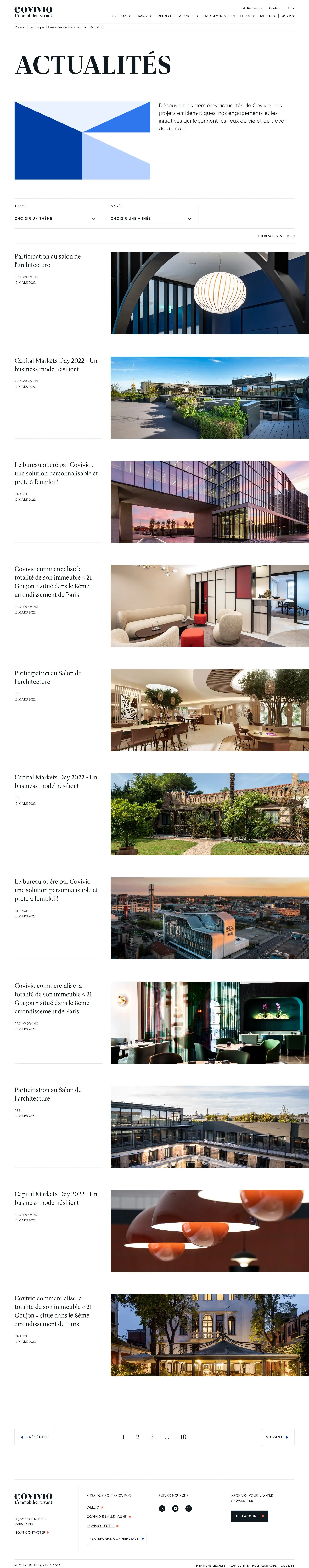 Page liste Actualités