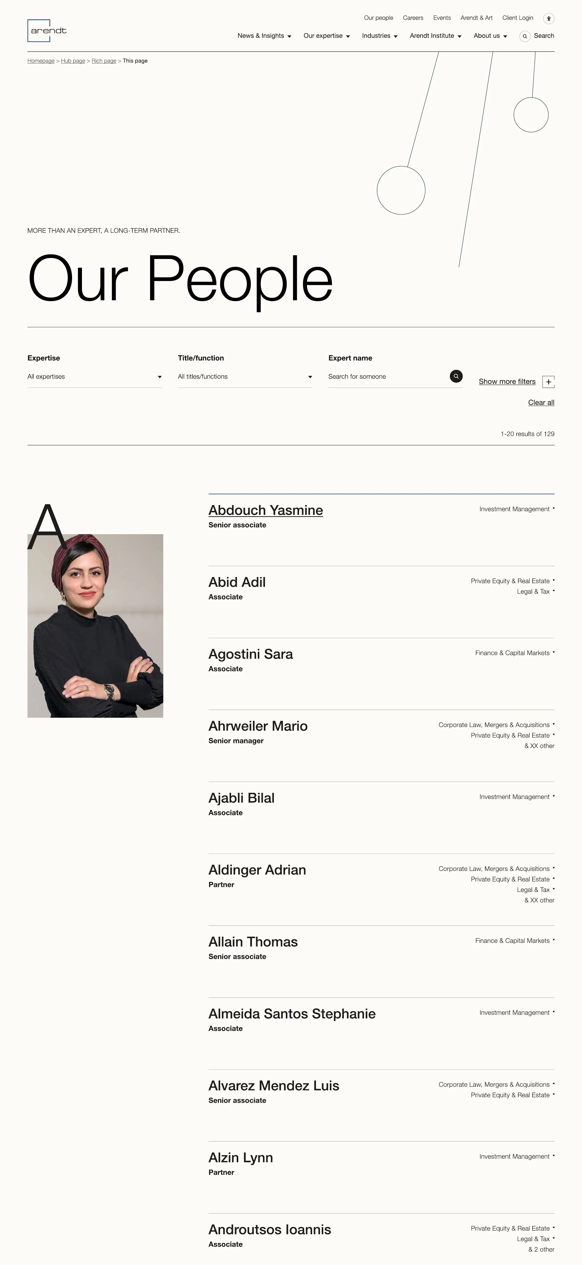 Page Our People en version desktop