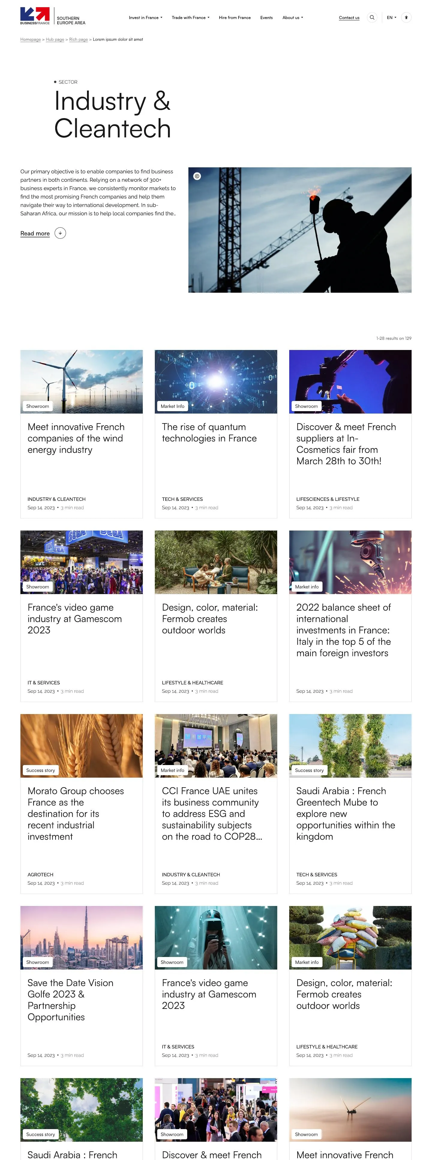 Page liste d’articles Industry & Cleantech